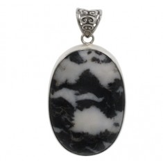 Oval Zebra Stone Pendant, Sterling Silver